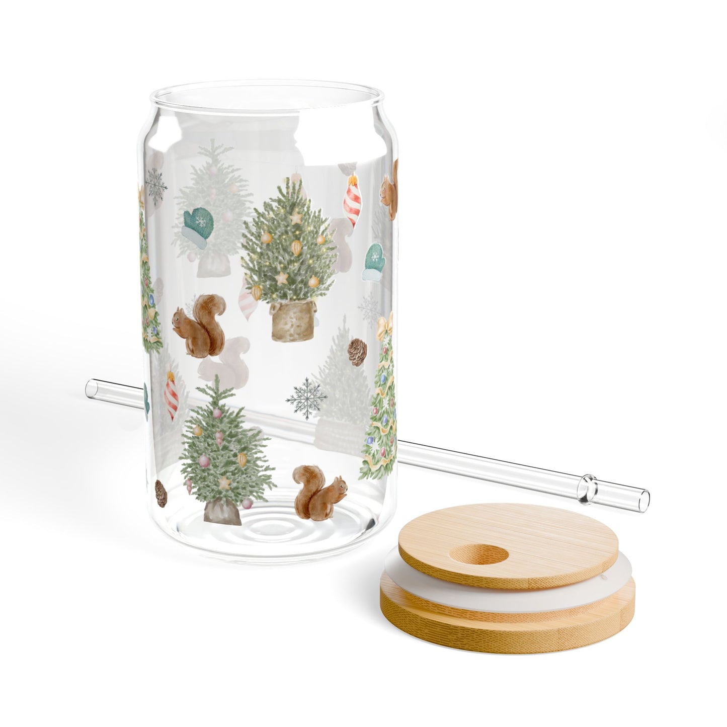 Classic Christmas Squirrel Glass