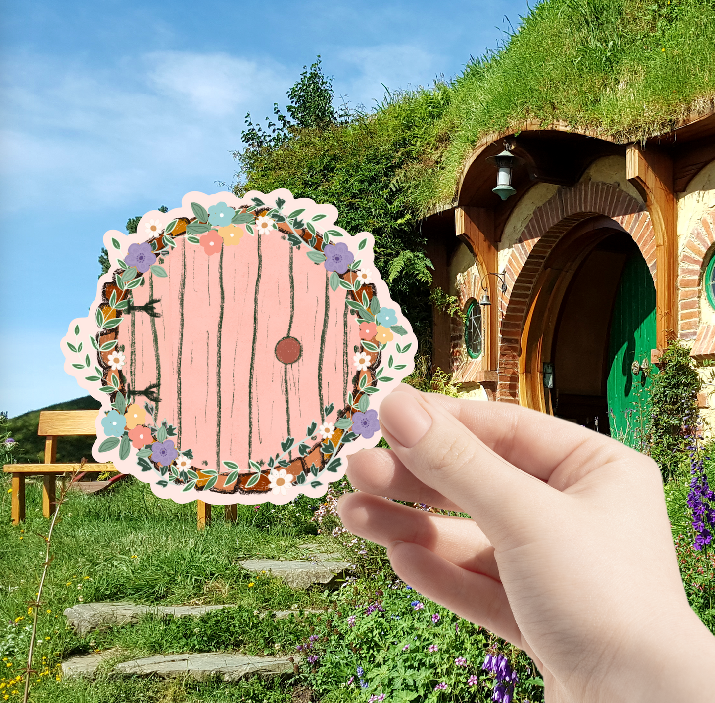 Pink Hobbit Hole Sticker