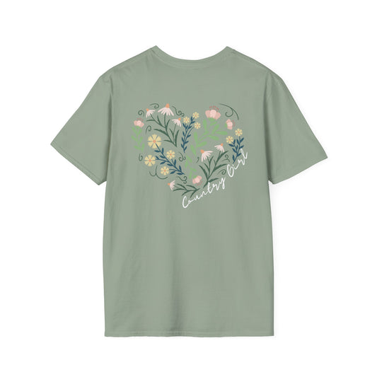 Country Girl Floral Heart Tee