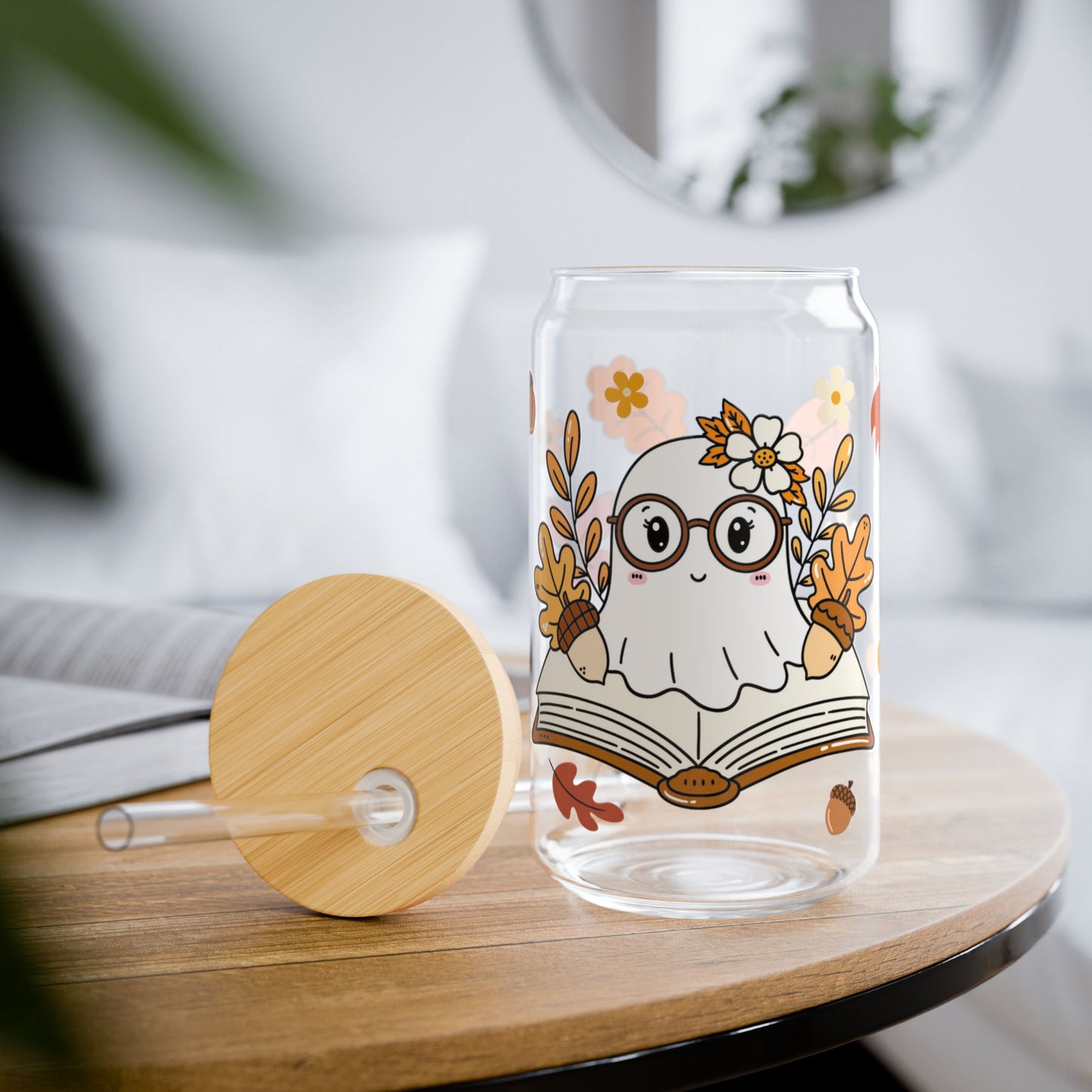 Fall Bookish Ghostie Glass
