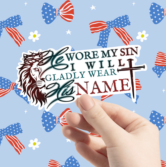 Wear His Name Lion Sticker